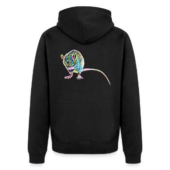 Ratte - Unisex Premium Bio Zip Hoodie - Schwarz - Hinten - Nico (187cm)