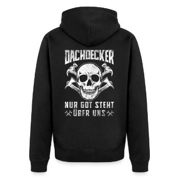Dachdecker - Geselle Dachdecker Meister nur Gott - Unisex Premium Bio Zip Hoodie - Schwarz - Hinten - Nico (187cm)