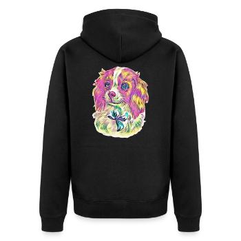 Cavalier King Charles Spaniel - Unisex Premium Organic Zip Hoodie - black - Back - Nico (187cm)
