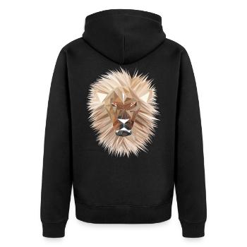 lion White brown - Unisex Premium Bio Zip Hoodie - Schwarz - Hinten - Nico (187cm)