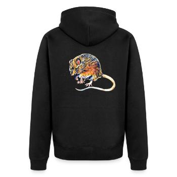 rat - Unisex Premium Organic Zip Hoodie - black - Back - Nico (187cm)