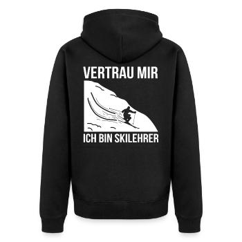 Skilehrer - Unisex Premium Bio Zip Hoodie - Schwarz - Hinten - Nico (187cm)