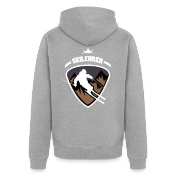 Moniteur de ski blason logo - Veste à capuche bio Premium Unisexe - gris chiné - Dos - Nico (187cm)