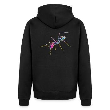 Ameise - Unisex Premium Bio Zip Hoodie - Schwarz - Hinten - Nico (187cm)