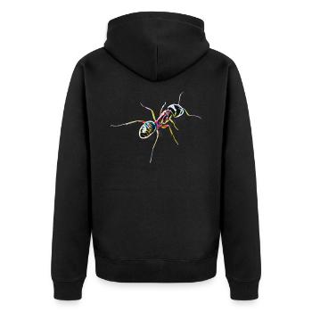 ant - Unisex Premium Organic Zip Hoodie - black - Back - Nico (187cm)