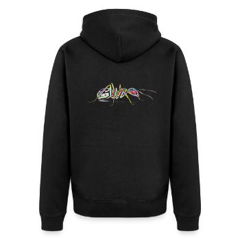 ant - Unisex Premium Organic Zip Hoodie - black - Back - Nico (187cm)
