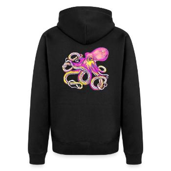 Octopus - Unisex Premium Bio Zip Hoodie - Schwarz - Hinten - Nico (187cm)