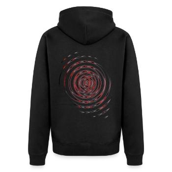 Schwarz Rote Wellen - Unisex Premium Bio Zip Hoodie - Schwarz - Hinten - Nico (187cm)