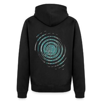 Schwarz Blaue Wellen invert - Unisex Premium Bio Zip Hoodie - Schwarz - Hinten - Nico (187cm)