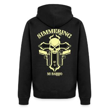 Wien Simmering - Unisex Premium Bio Zip Hoodie - Schwarz - Hinten - Nico (187cm)