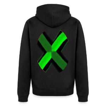 Neon Schwarz X - Unisex Premium Bio Zip Hoodie - Schwarz - Hinten - Nico (187cm)