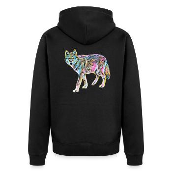 wolf - Unisex Premium Organic Zip Hoodie - black - Back - Nico (187cm)