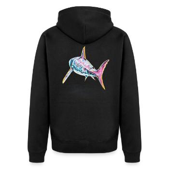Shark - Unisex Premium Organic Zip Hoodie - black - Back - Nico (187cm)