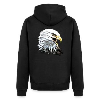 Adler - Unisex Premium Bio Zip Hoodie - Schwarz - Hinten - Nico (187cm)