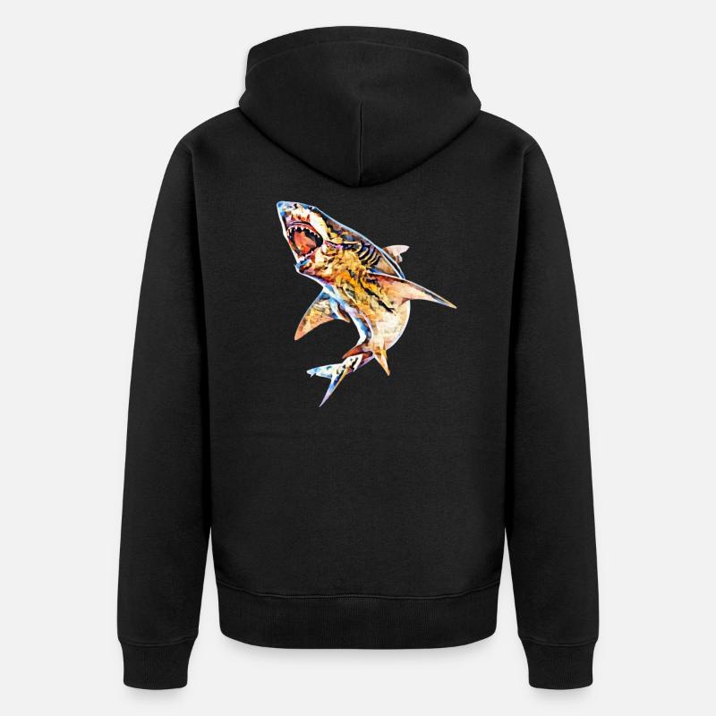 Grand requin blanc - Veste à capuche bio Premium Unisexe - noir