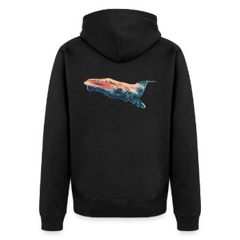Buckelwal - Unisex Premium Bio Zip Hoodie - Schwarz - Hinten - Nico (187cm)