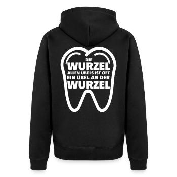 Zahnarzt Lustiger Spruch - Unisex Premium Bio Zip Hoodie - Schwarz - Hinten - Nico (187cm)