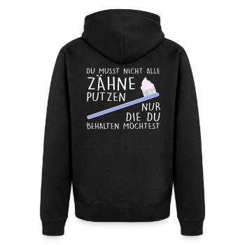 Zahnarzt Zahnärztin - Unisex Premium Bio Zip Hoodie - Schwarz - Hinten - Nico (187cm)