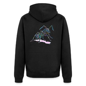 ant - Unisex Premium Organic Zip Hoodie - black - Back - Nico (187cm)
