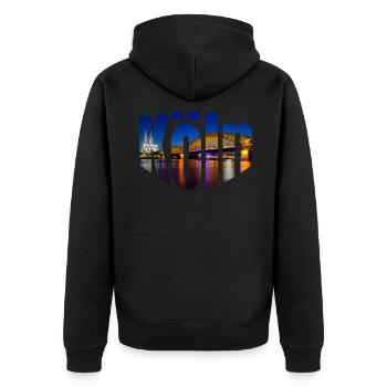 Cologne Cologne Cologne Cathédrale Pont Hohenzollern de nuit - Veste à capuche bio Premium Unisexe - noir - Dos - Nico (187cm)
