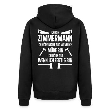 Zimmermann - Unisex Premium Bio Zip Hoodie - Schwarz - Hinten - Nico (187cm)