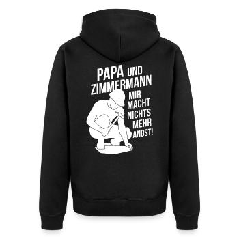 Papa und Zimmermann - Unisex Premium Bio Zip Hoodie - Schwarz - Hinten - Nico (187cm)