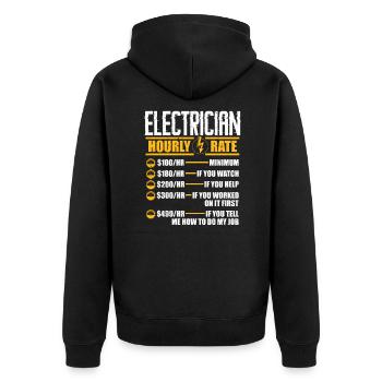 Electrician Electricity Electrics Electronics Gift - Unisex Premium Organic Zip Hoodie - black - Back - Nico (187cm)