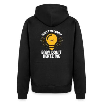 Elektriker - Unisex Premium Bio Zip Hoodie - Schwarz - Hinten - Nico (187cm)
