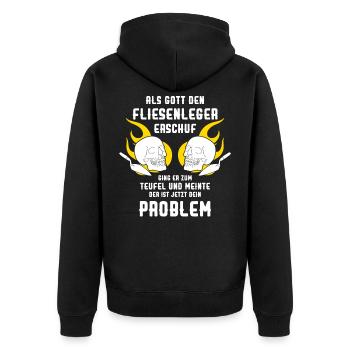 Fliesenleger Meister Lehrling - Unisex Premium Bio Zip Hoodie - Schwarz - Hinten - Nico (187cm)