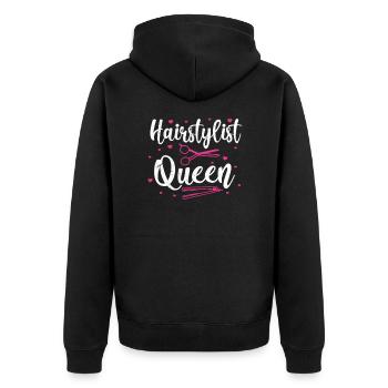 Friseurin - Unisex Premium Bio Zip Hoodie - Schwarz - Hinten - Nico (187cm)