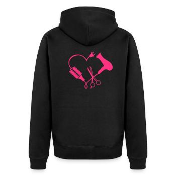 Friseurin - Unisex Premium Bio Zip Hoodie - Schwarz - Hinten - Nico (187cm)