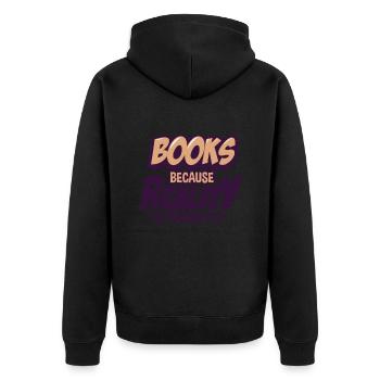Books - Unisex Premium Organic Zip Hoodie - black - Back - Nico (187cm)