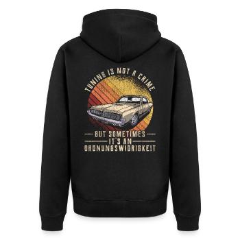 Auto Tuning lustiger Spruch Ordnungswidrigkeit - Unisex Premium Bio Zip Hoodie - Schwarz - Hinten - Nico (187cm)