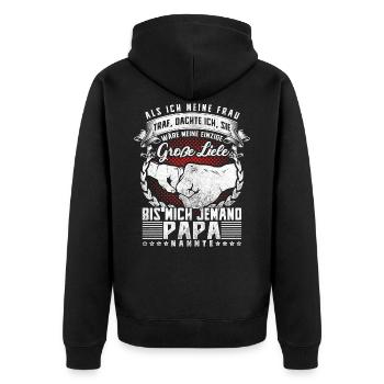 Als ich meine Frau traf. Große Liebe PAPA nannte - Unisex Premium Bio Zip Hoodie - Schwarz - Hinten - Nico (187cm)