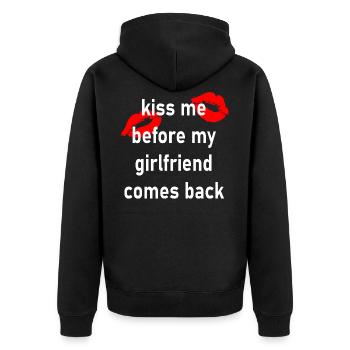 kiss me before my girlfriend comes back - Unisex Premium Organic Zip Hoodie - black - Back - Nico (187cm)