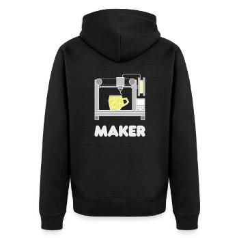 3D Druck - Unisex Premium Bio Zip Hoodie - Schwarz - Hinten - Nico (187cm)