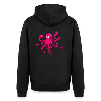 Oktopus - Unisex Premium Bio Zip Hoodie - Schwarz - Hinten - Nico (187cm)