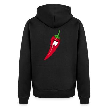 Chilli - Unisex Premium Organic Zip Hoodie - black - Back - Nico (187cm)