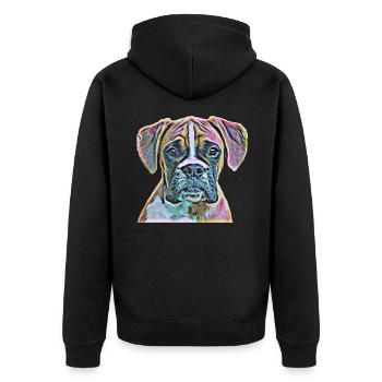 Boxer dogs - Unisex Premium Organic Zip Hoodie - black - Back - Nico (187cm)