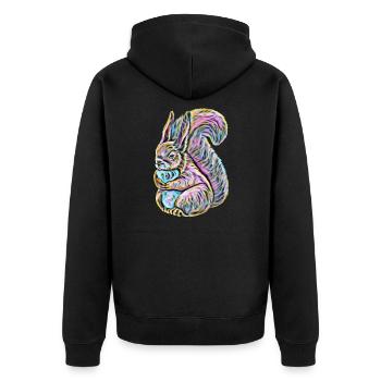 squirrel - Unisex Premium Organic Zip Hoodie - black - Back - Nico (187cm)