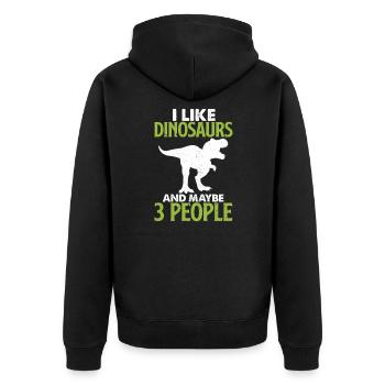 Dinosaurier Dino Trex Urzeit Kinder Geschenk - Unisex Premium Bio Zip Hoodie - Schwarz - Hinten - Nico (187cm)