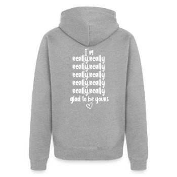 boyfriend girlfriend - Unisex Premium Organic Zip Hoodie - heather grey - Back - Nico (187cm)