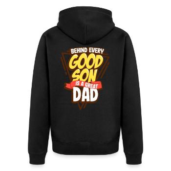 father and son - Unisex Premium Organic Zip Hoodie - black - Back - Nico (187cm)