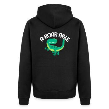 dinosaur - Unisex Premium Organic Zip Hoodie - black - Back - Nico (187cm)