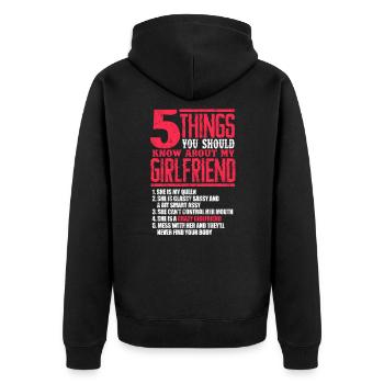 girlfriend - Unisex Premium Organic Zip Hoodie - black - Back - Nico (187cm)