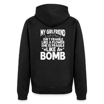 Paare Freundin Beziehung Partnerin Freund - Unisex Premium Bio Zip Hoodie - Schwarz - Hinten - Nico (187cm)