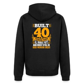40th birthday - Unisex Premium Organic Zip Hoodie - black - Back - Nico (187cm)