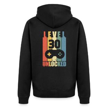Niveau 30 - Veste à capuche bio Premium Unisexe - noir - Dos - Nico (187cm)