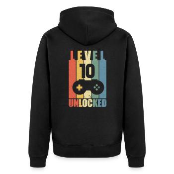 Level 10 10th birthday gaming gamer gift - Unisex Premium Organic Zip Hoodie - black - Back - Nico (187cm)