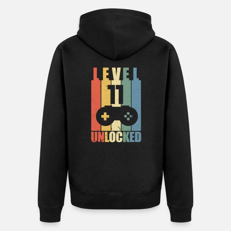Level 11 - Unisex Premium Bio Zip Hoodie - Schwarz